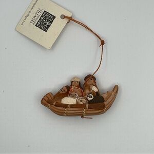 NWT Ten Thousand Villages Peru Ceramic Cultural Native Canoe Boat Ornament